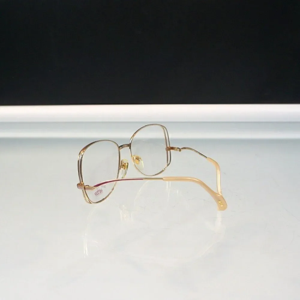 Metzler Germany Signee Eyeglasses Frames Pink Gold Vintage 1970 Demo Lens 56-17